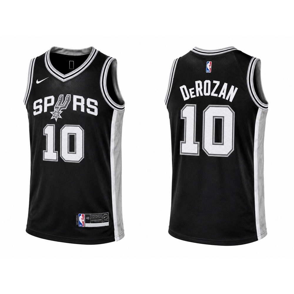 Nike San Antonio Spurs DeMar DeRozan 10 Swingman Jersey Mens 48 Large Black NBA